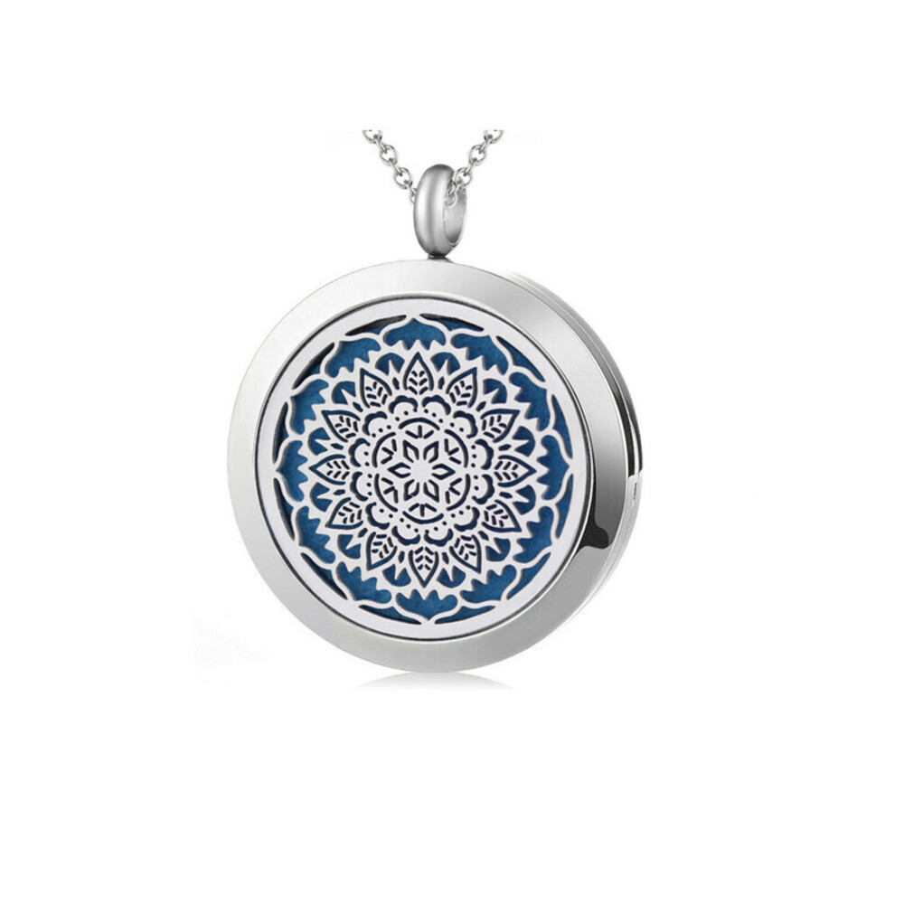 Aromatherapy Essential Oil Diffuser Necklace Mandala Stainless Steel